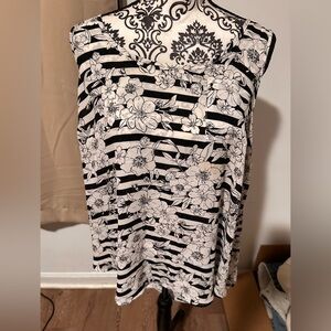 Torrid Black and White Floral Striped Dress